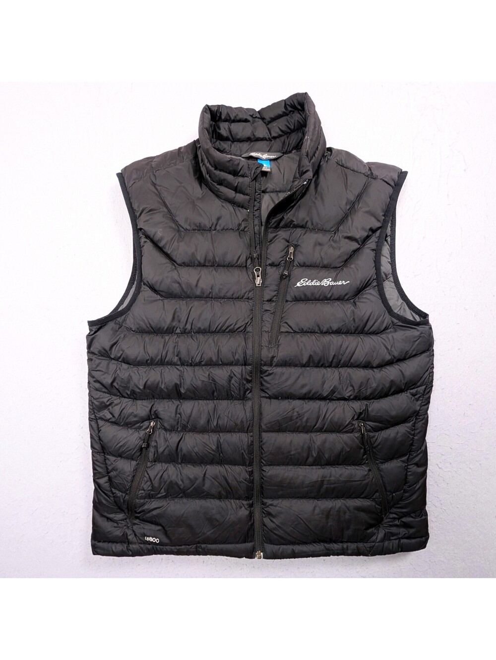 Eddie Bauer First Ascent EB800 Down Puffer Vest Men's L Black Full Zip